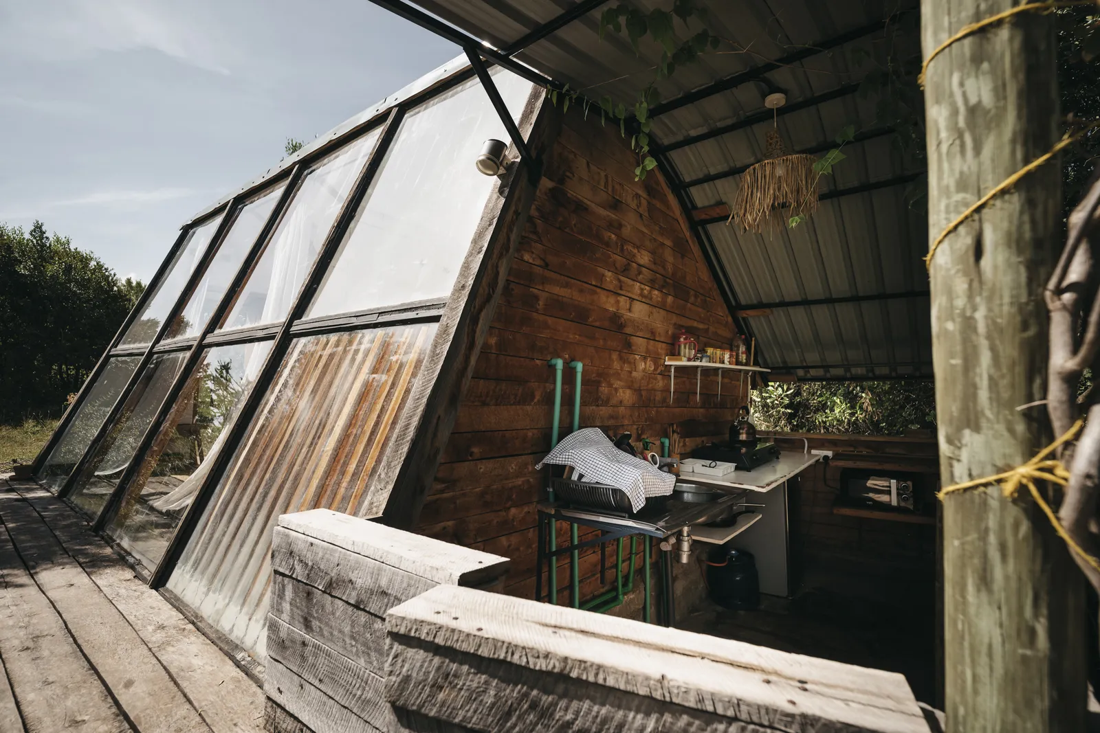 The outdoor kitchen at A-Frame Nest
