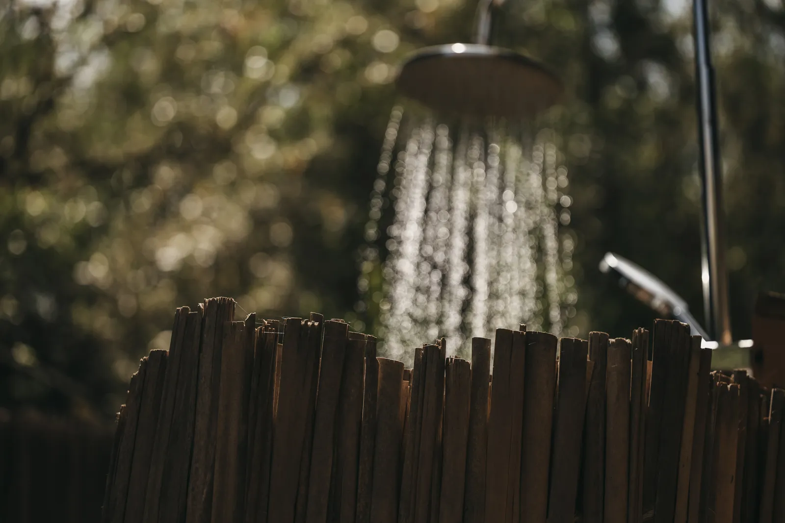 The outdoor shower at Bushtops Nest, open to the bush