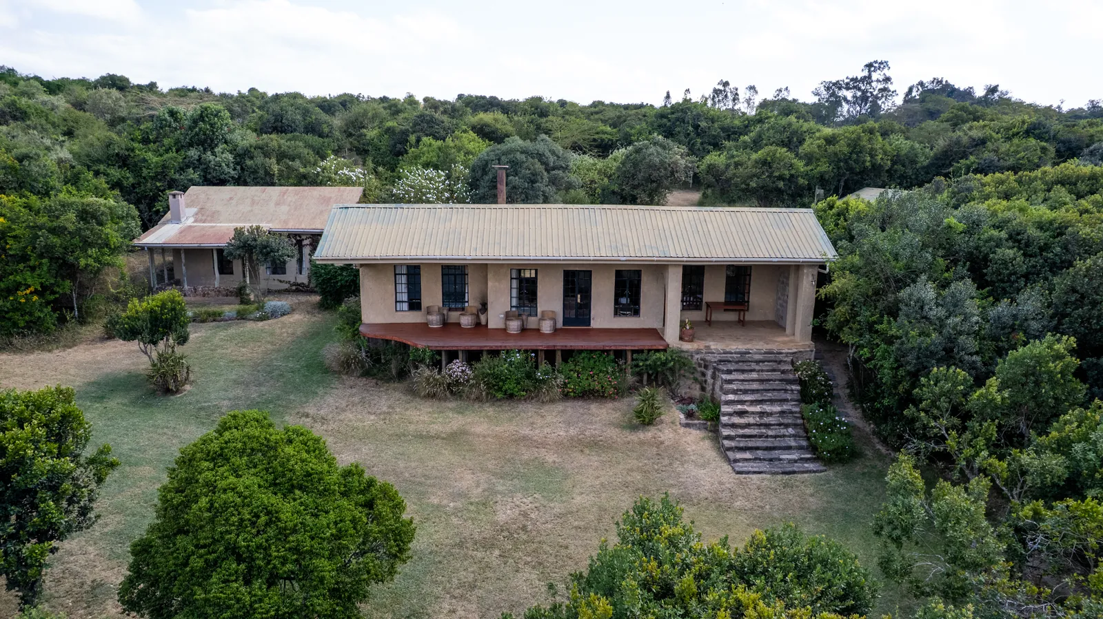 Asili Cottage among its trees in Sangare Conservancy, from the air
